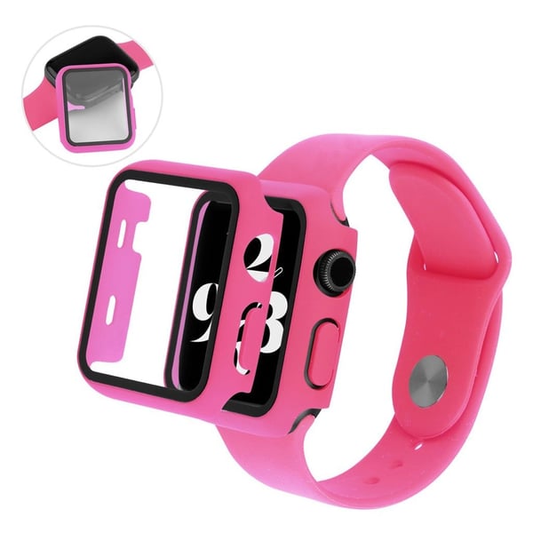 Apple Watch Series 3/2/1 38 mm deksel med herdet glass + klokkerem - Rose