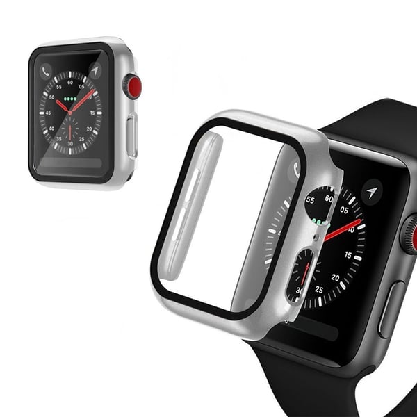 Apple Watch Series 3/2/1 42 mm galvaniseringsramme med herdet glass - Grå