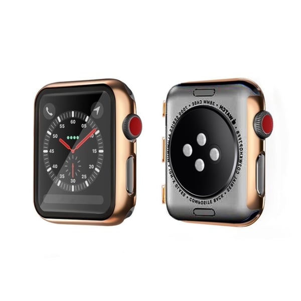 Apple Watch Series 3/2/1 42 mm galvaniseringsramme med herdet glass - Rose Gull