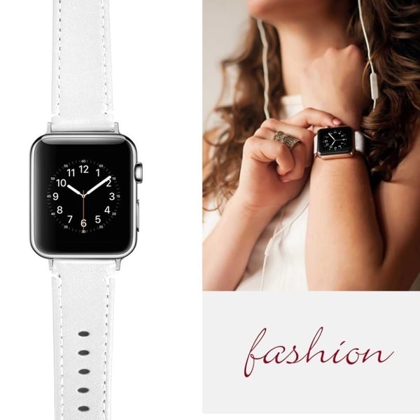 Apple Watch Series 5 / 4 40 mm klassisk urrem i ekte skinn - Hvit