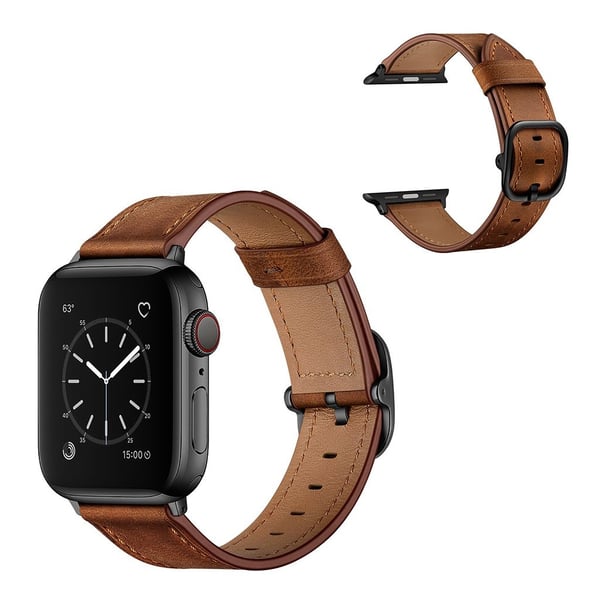 Apple Watch Series 5 / 4 40mm urrem i ægte læder - Kaffe Apple Watch Series 5 / 4 40mm urrem i ægte læder - Kaffe