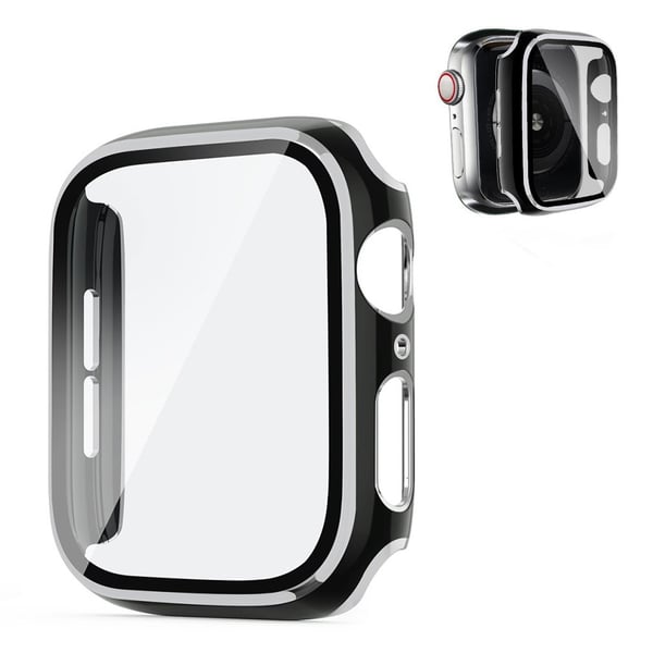 Apple Watch Series 6 / 5 44 mm kul ramme med herdet glass - Svart / Sølv