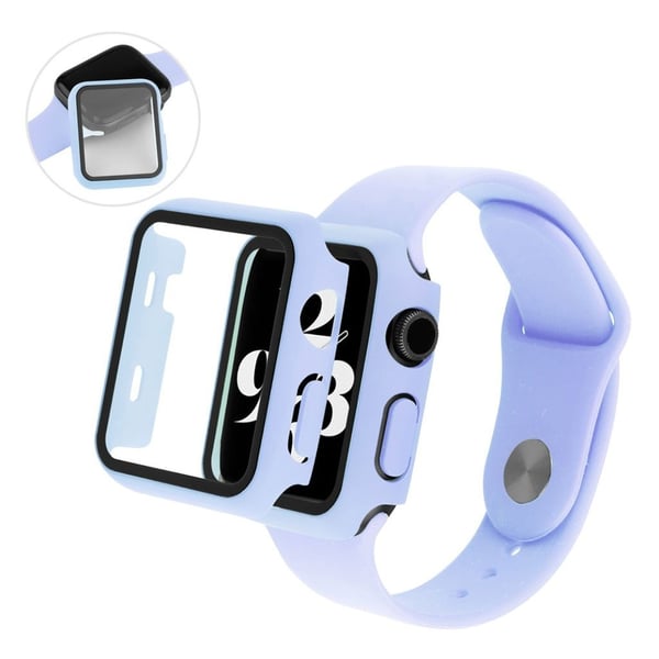 Apple Watch Series 3/2/1 38 mm deksel med herdet glass + klokkerem - Lilla