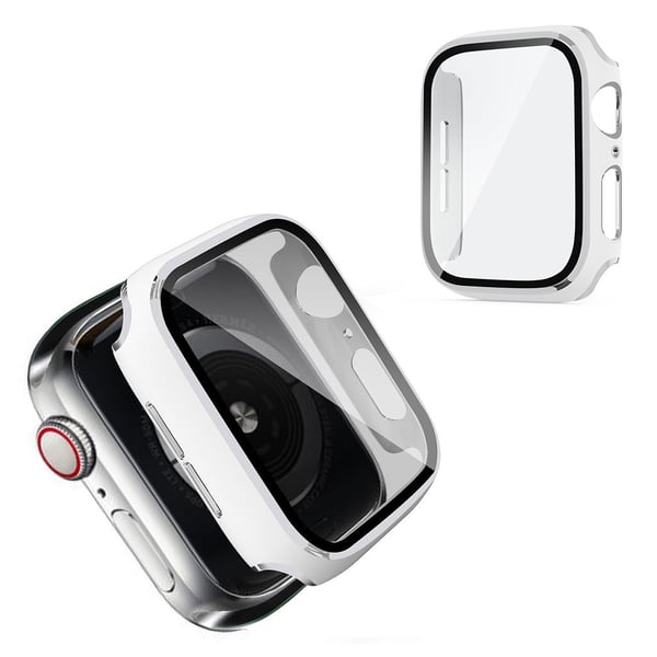 Apple Watch Series 6 / 5 40 mm kul ramme med herdet glass - Hvit / Sølv