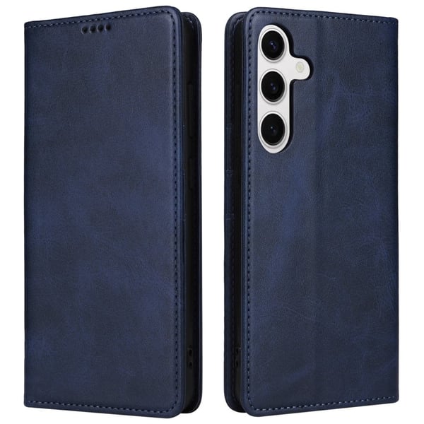 Samsung Galaxy S24 Plus og etui RFID-blokkerende vegansk skinndeksel - Blå