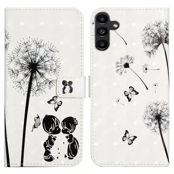 Samsung Galaxy S24 FE-etui med 3D-mønster og trykt lærdeksel Kortholder - Barn Og Løvetann