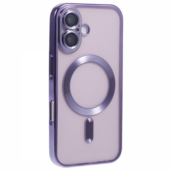 iPhone 16 Plus magnetisk etui Galvaniseringsramme Fleksibelt telefondeksel med objektivfilm - Lyselilla