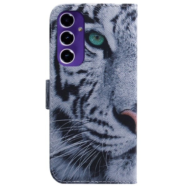 Telefonfodral med stativ Samsung Galaxy S24 FE Plånboksmönster med tryck Telefonfodral i läder - Tiger