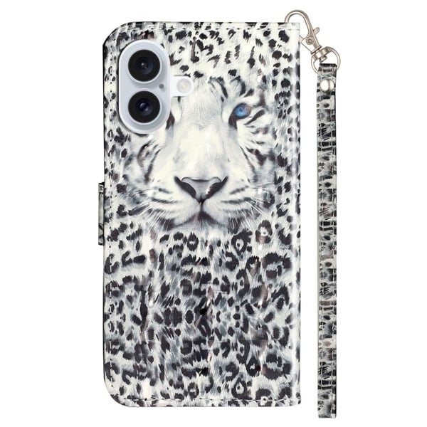 iPhone 16 Plus Kotelo 3D kuvio painettu nahka lompakko puhelimen kansi Stand Bookstyle - Leopardi