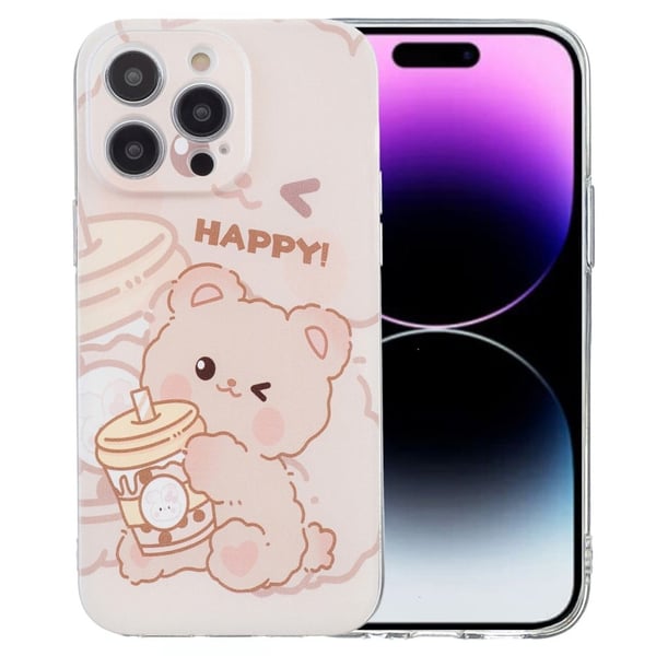 iPhone 16 Pro Max-etui med mønsterutskrift Fleksibelt telefondeksel Klar kant - Bjørn