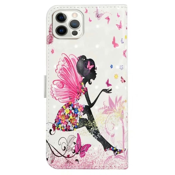 iPhone 16 Pro Max-etui Flip Wallet 3D-mønster lærdeksel - Jente