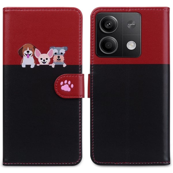 Cartoon Soft Series Xiaomi Redmi Note 13 5G  4G Wallet Phone Case Splicing Leather Flip Cover - Sort