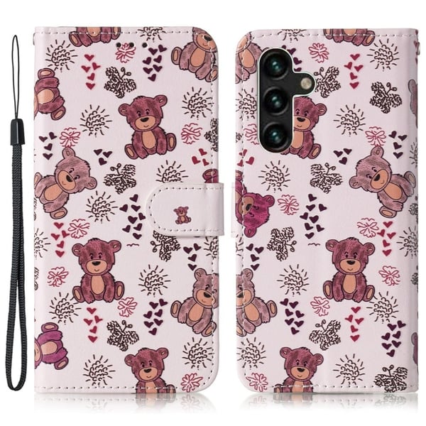 Samsung Galaxy S24 FE Etui med pung Læder Mønster Trykt Telefon Cover - Bjørn