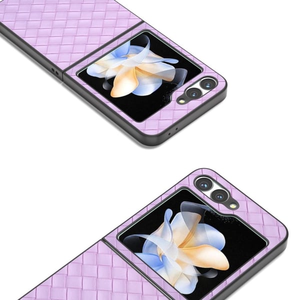 Samsung Galaxy Z Flip6 5G Etui Vævet tekstur læder og stødsikkert beskyttende telefon cover - Lilla
