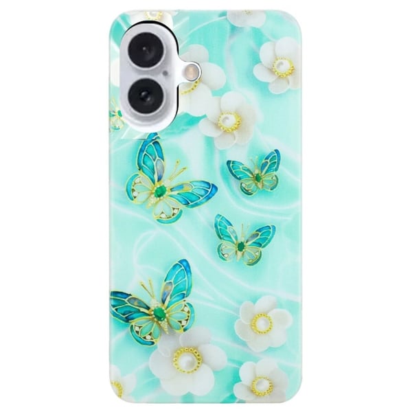 iPhone 16-etui med mønsterutskrift Fleksibelt, fleksibelt mobildeksel - Sommerfuglblomst iPhone 16-etui med mønsterutskrift Fleksibelt, fleksibelt mobildeksel - Sommerfuglblomst