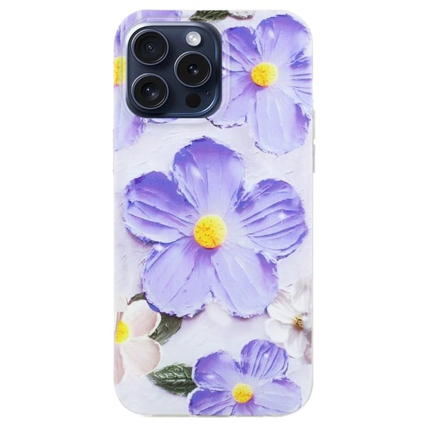 iPhone 16 Pro-etui Mønsteret Ridsefast slankt fleksibelt telefon cover - Lilla Blomst