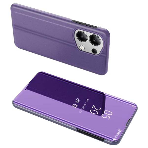 Xiaomi Redmi Note 13 5G  4G Etui View Window Electroplating Leather Phone Deksel Stand - Lilla / Blå