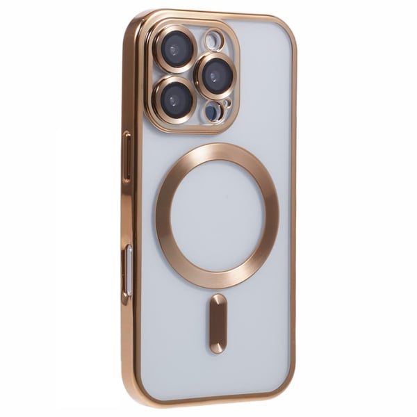 iPhone 16 Pro Max-etui kompatibelt med MagSafe galvanisering Fleksibelt telefondeksel med objektivfilm - Gull