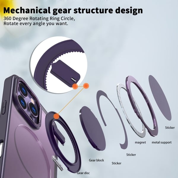 iPhone 16 Pro-etui kompatibelt med MagSafe fleksibelt og støtsikkert kickstand-telefondeksel - Lilla