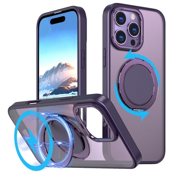 iPhone 16 Pro-etui kompatibelt med MagSafe fleksibelt og støtsikkert kickstand-telefondeksel - Lilla