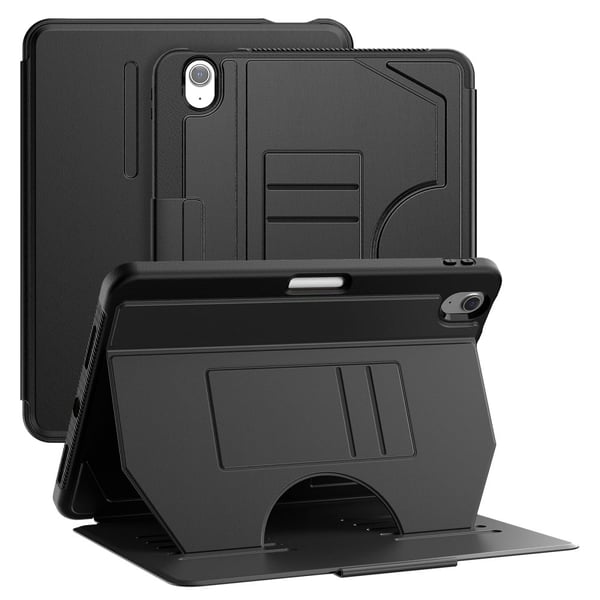 iPad Air 11 (2024) Vegansk læder tablet etui Kortholder Auto Wake / Sleep Stand Cover med Pencil Slot - Sort