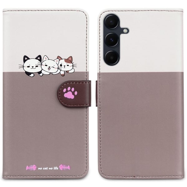 Tegneserie Soft Series Samsung Galaxy A55 5G lommebokveske Spleising skinn telefondeksel - Bønnerosa