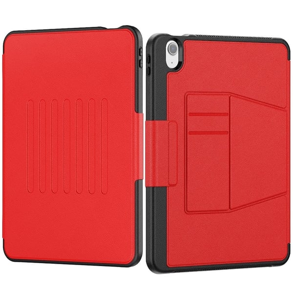 iPad Air 11 (2024) Style B Auto Wake / Sleep Veganläder Tablet Fodral Korthållare Stativ Skydd med pennfack - Svart