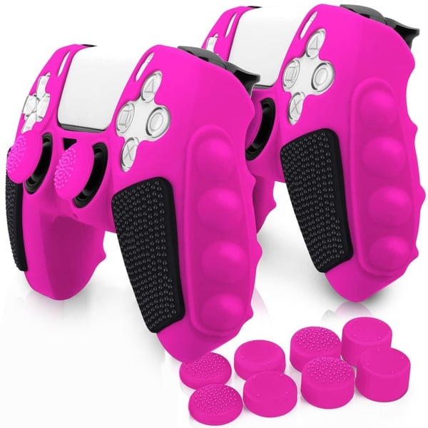 Silikonfodral för PS5-kontroller med 8 Joy-Stick-lock Färgmatchande skyddsfodral - Ros