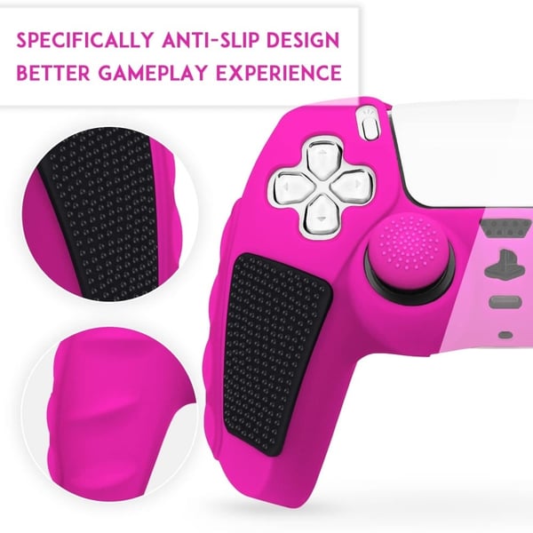 PS5 Controller silikoneetui med farvematchende beskyttelsescover (uden joystick-hætter) - Rose