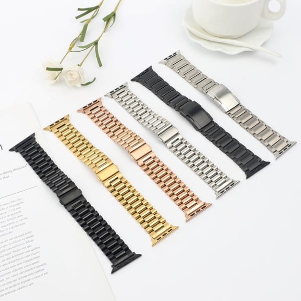 Apple Watch 40 mm klokkerem i rustfritt stål med tre perler - Svart
