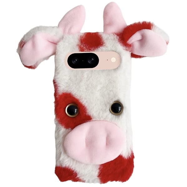 Google Pixel 9 / 9 Pro Fluffy Cows Ear Deksel Støtsikkert fleksibelt telefonveske - Rød