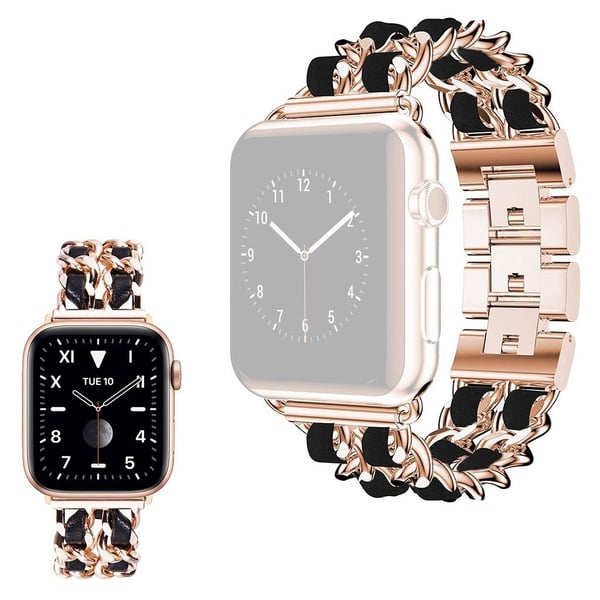 Apple Watch 40 mm klokkerem i rustfritt stål i kjedeform - Rose Gull / Svart