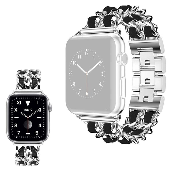 Apple Watch 40 mm klokkerem i rustfritt stål i kjedeform - Sølv / Svart Apple Watch 40 mm klokkerem i rustfritt stål i kjedeform - Sølv / Svart