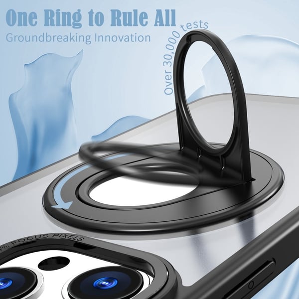 iPhone 16 Pro Clear Back Case Kompatibel med MagSafe Fleksibelt og støtsikkert telefondeksel med kickstand - Svart