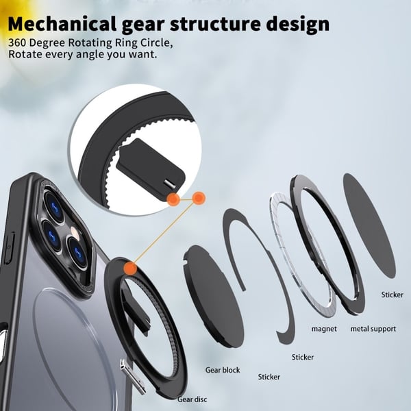 iPhone 16 Pro-etui kompatibelt med MagSafe fleksibelt og støtsikkert kickstand-telefondeksel - Svart