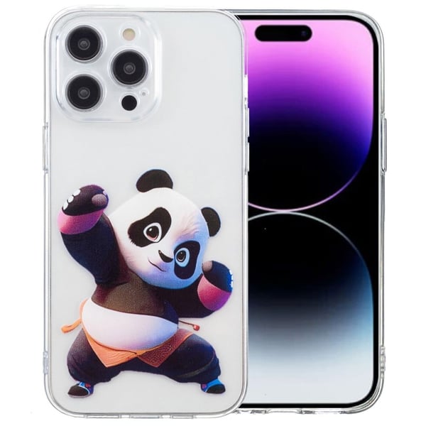 iPhone 16 Pro Etui Gennemsigtig kant Fleksibelt telefon cover Mønsteret - Panda