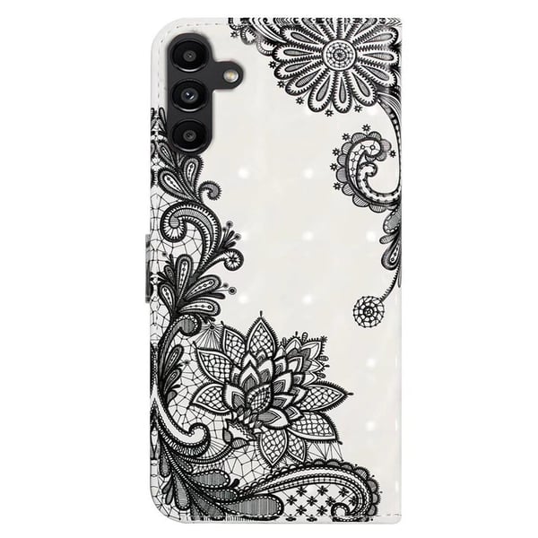 Samsung Galaxy S24 FE-etui med 3D-mønster og trykt lærdeksel Kortholder - Blondeblomst
