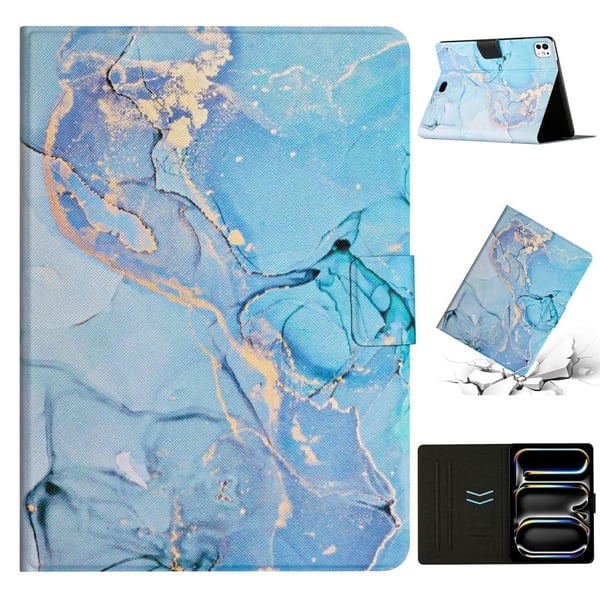 iPad Pro 11 (2024) Kotelo Kortinhaltija jalusta marmori kuvio tabletti nahka Shell - Tyyli E