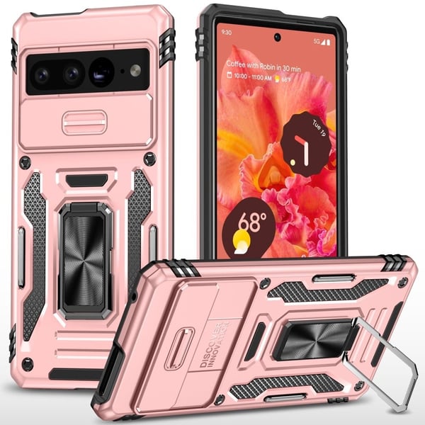 Armor Series Google Pixel 9 Pro XL-etui Støtbestandig og fleksibelt telefondeksel med kickstand og kameraskjerm - Rose Gull Armor Series Google Pixel 9 Pro XL-etui Støtbestandig og fleksibelt telefondeksel med kickstand og kameraskjerm - Rose Gull