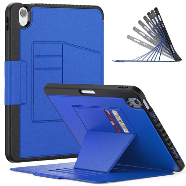 iPad Air 11 (2024) Style B Auto Wake / Sleep Vegansk Læder Tablet Etui Kortholder Stand Cover with Pencil Slot - Mørkeblå iPad Air 11 (2024) Style B Auto Wake / Sleep Vegansk Læder Tablet Etui Kortholder Stand Cover with Pencil Slot - Mørkeblå