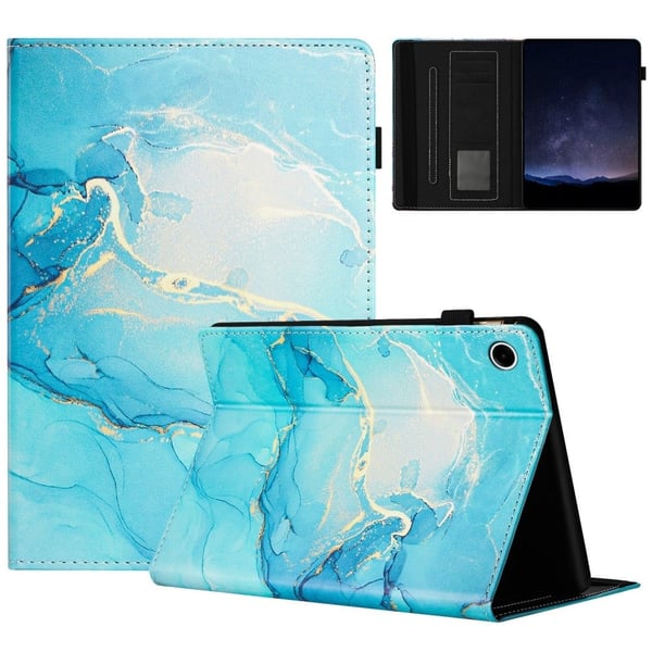 Lenovo Tab M10 (Gen 3) Kotelo Multi-Angle Viewing Smart Vegan Leather Marble Cover - Vihreä