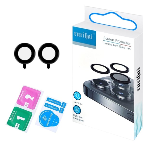 RURIHAI 2-pack iPad Air 11 (2024) Kameralinsskydd Metallring CSG Glas AR Klar linsfilm - Svart