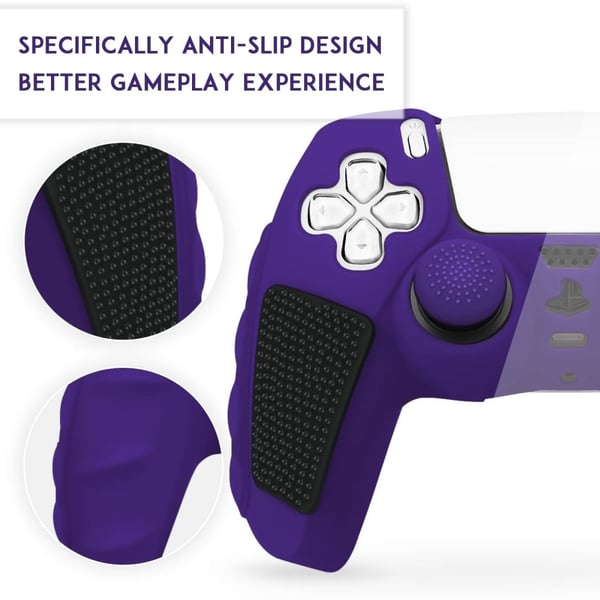 PS5 Controller Silicone Case Color Matching Protective Deksel (uten Joy-Stick Caps) - Lilla