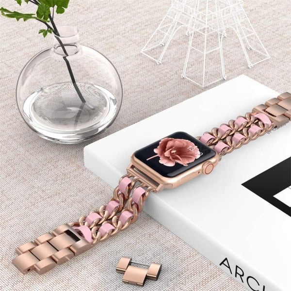 Apple Watch 40 mm klokkerem i rustfritt stål i kjedeform - Rose Gull / Rosa