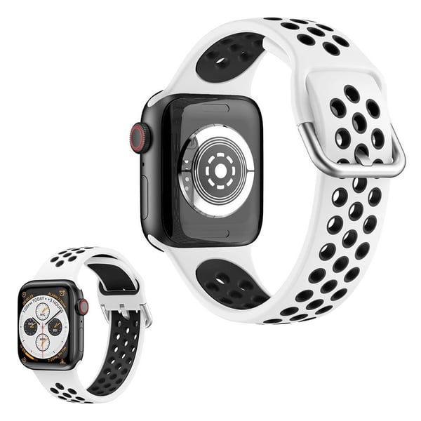 Tofarget silikonklokkebånd for Apple Watch Series 6 / 5 44mm - Hvit