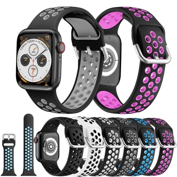 Tofarget silikonklokkebånd for Apple Watch Series 6 / 5 44mm - Svart