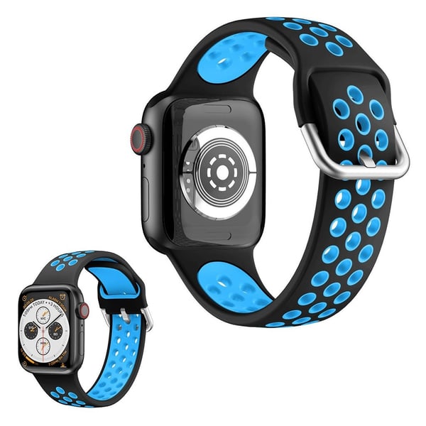 Tofarget silikonklokkebånd for Apple Watch Series 6 / 5 44mm - Svart / Blå