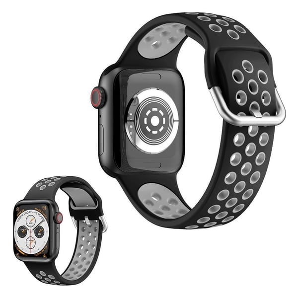 Tofarget silikonklokkebånd for Apple Watch Series 6 / 5 44mm - Svart / Grå