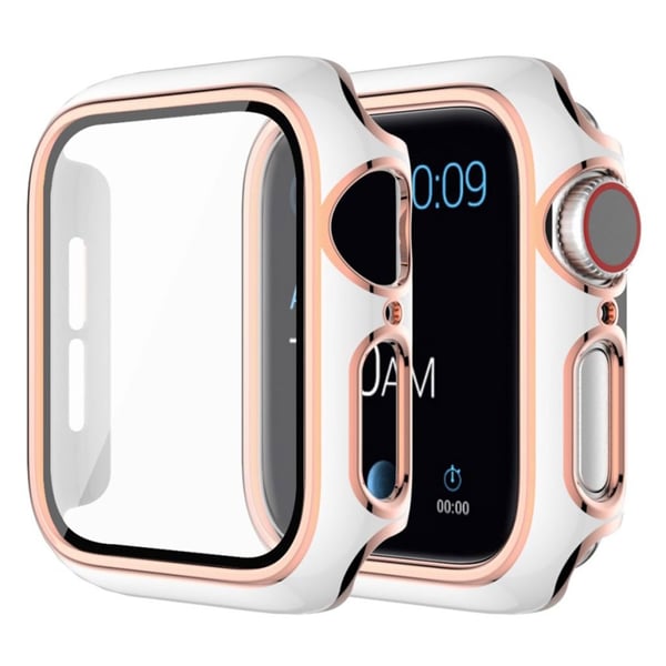 HAT-PRINCE Apple Watch Serie 6 / 5 40 mm kjølig deksel med herdet glass - Hvit / Champagne