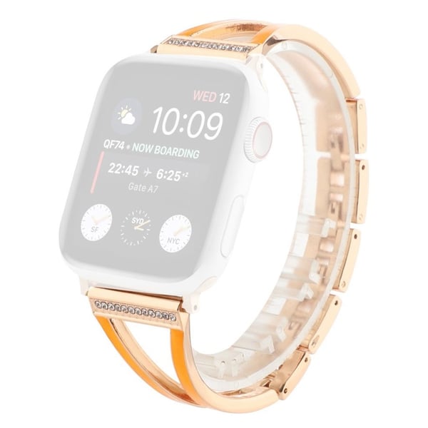 Apple Watch Series 6 / 5 40 mm urrem i rustfritt stål med rhinestone - Rose Gull Apple Watch Series 6 / 5 40 mm urrem i rustfritt stål med rhinestone - Rose Gull